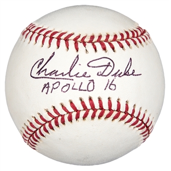 Charlie Duke Signed & Inscribed "Apollo 16" ONL Coleman Baseball (PSA/DNA)